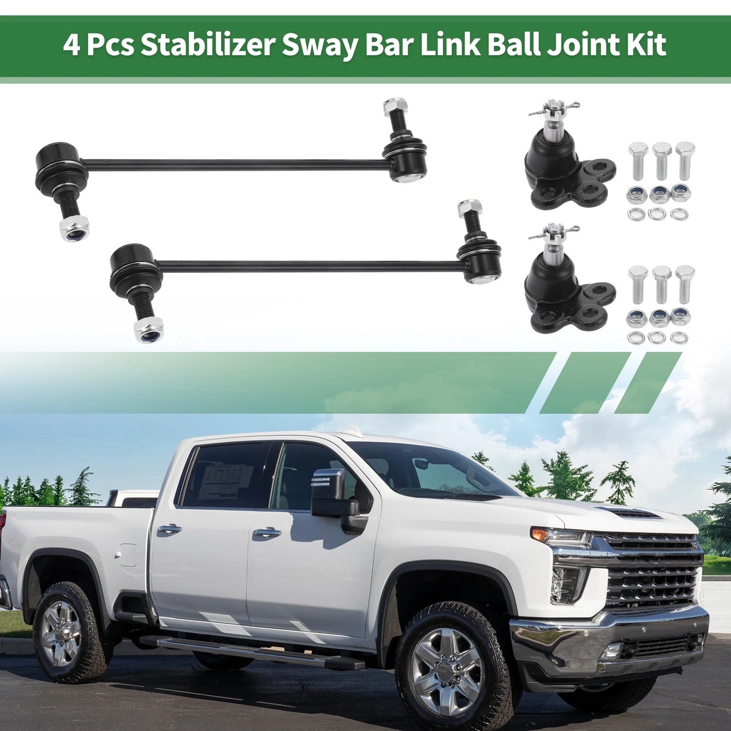 Set of 4 Front Suspension Kit Sway Bar Link Ball Joint for Chevrolet Equinox (2010–2017)