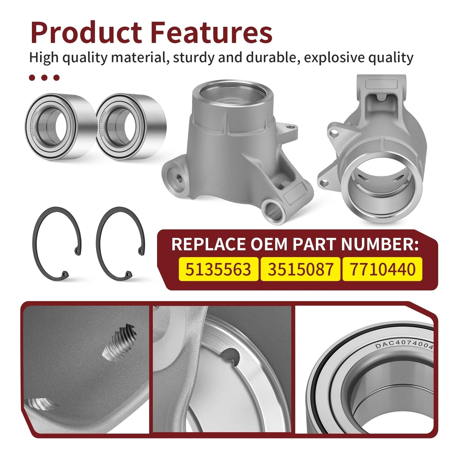 2 x Rear Wheel Bearing Carrier & Bearing for Polaris Sportsman 400 (2011–2014)