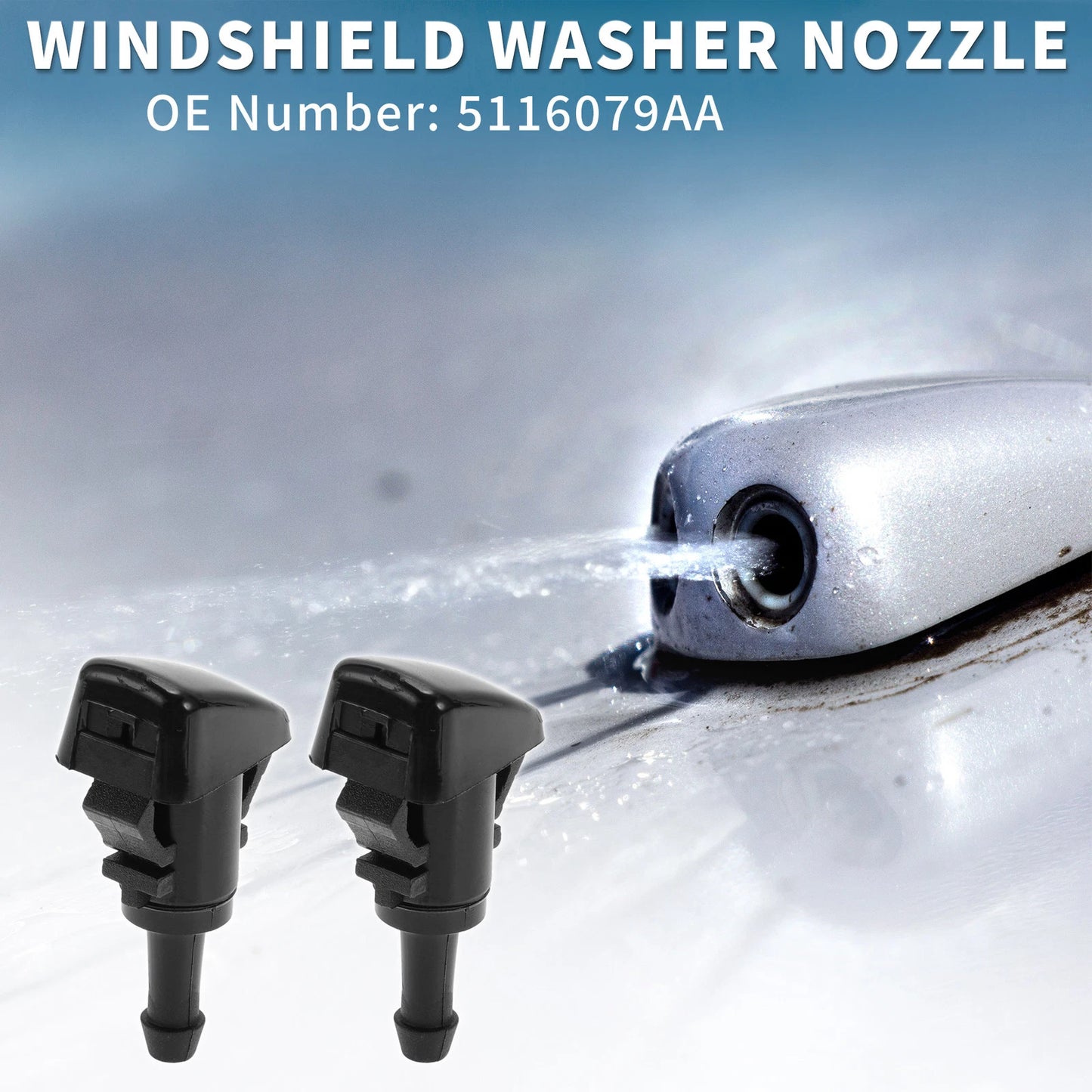 Set of 2 Front Windshield Washer Nozzles No. 5116079AA for Chrysler Aspen (2007–2009)