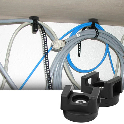 20 x Black Magnetic Cable Zip Tie Mounts for Wire Management Clips
