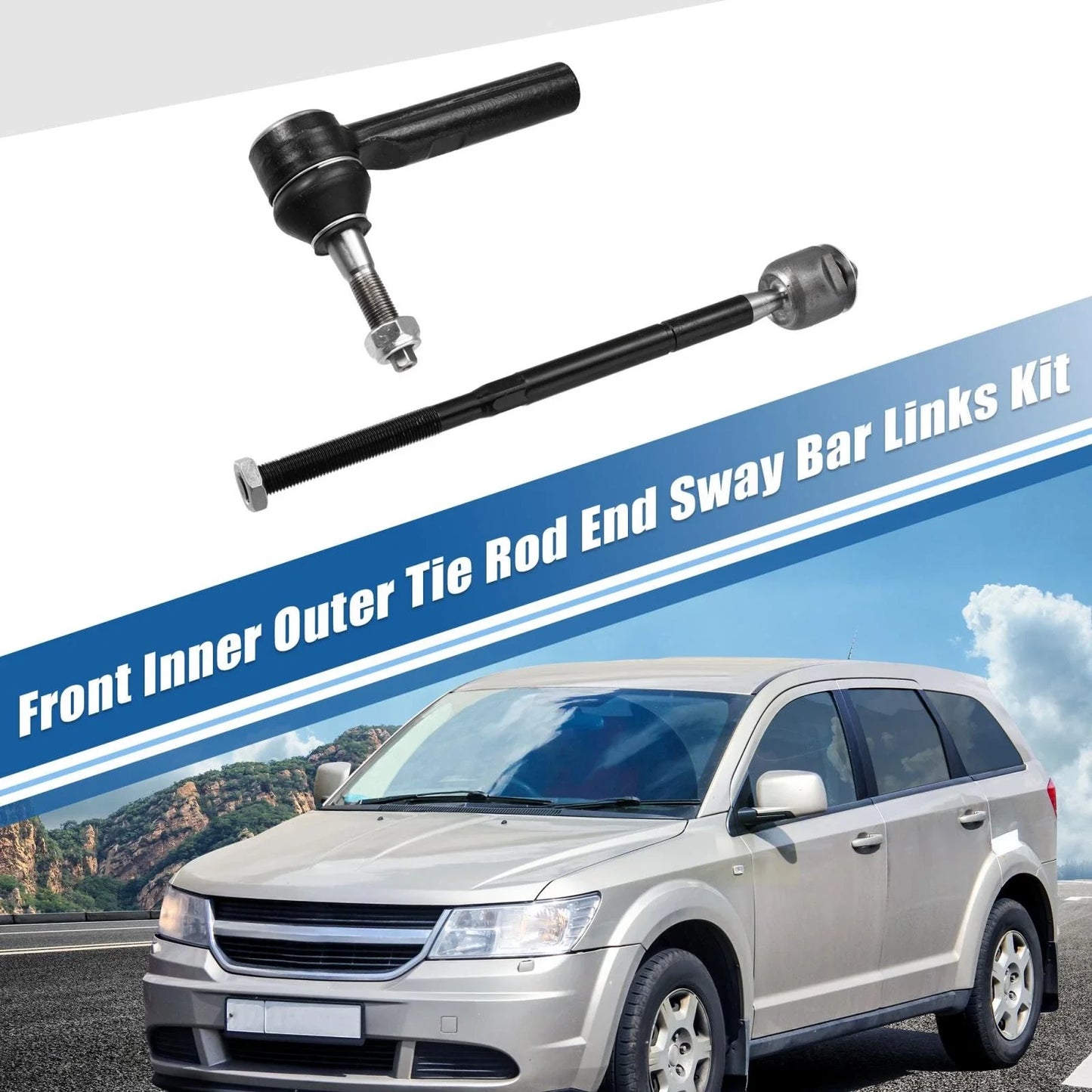 4 x Front Inner Outer Tie Rod End Links for Dodge Journey (2011-2020)