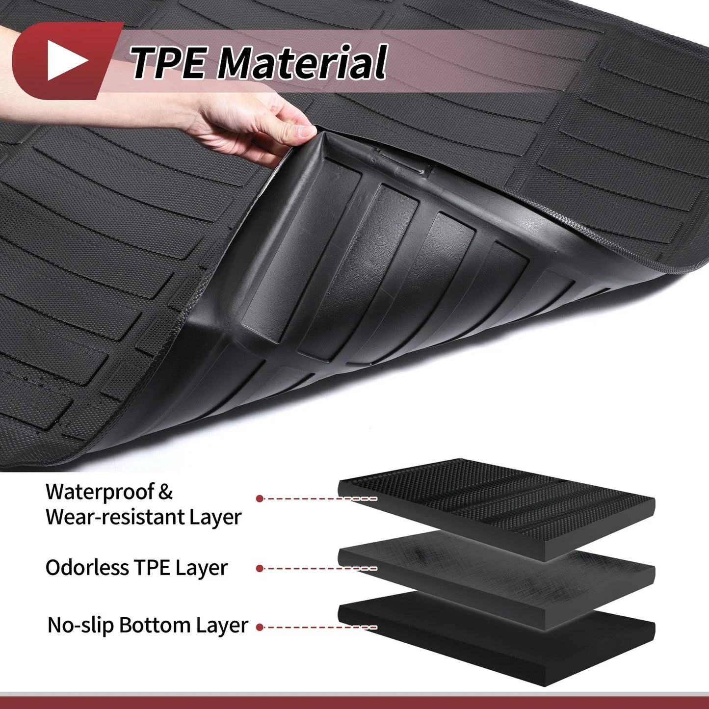 Cargo Liner Rear Trunk Mat for BMW X1 F48 (2016-2022) Black TPE Grid
