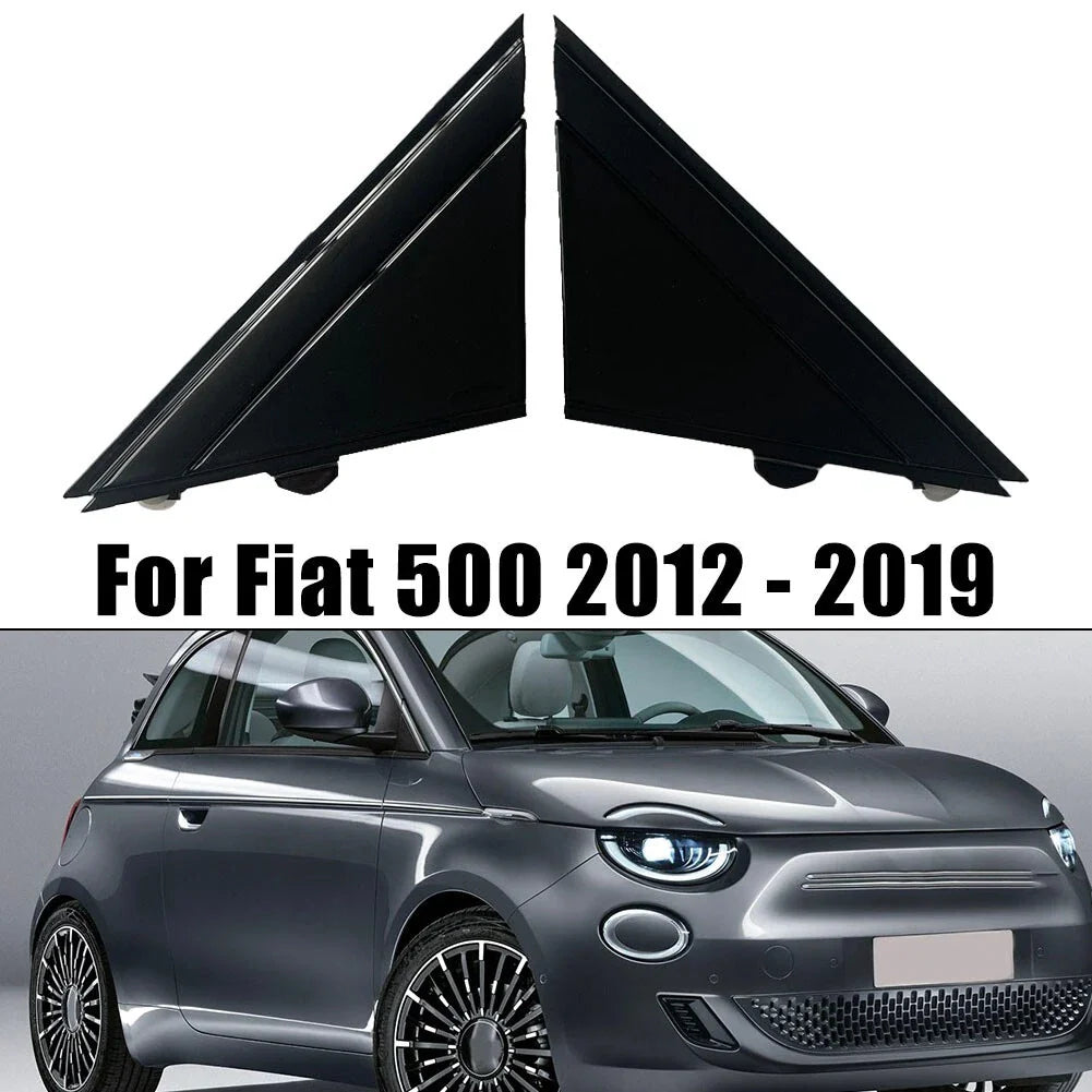 Bright black mirror triangle trim plate for Fiat 500 (2007–2023)