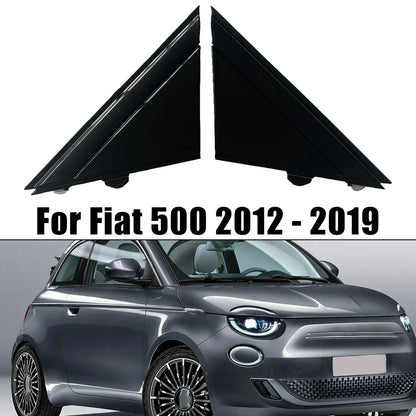 Bright black mirror triangle trim plate for Fiat 500 (2007–2023)