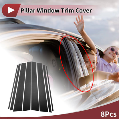 8 Pcs Car Door Pillar Window Trim for Toyota Prado (2003–2009) Carbon Fiber