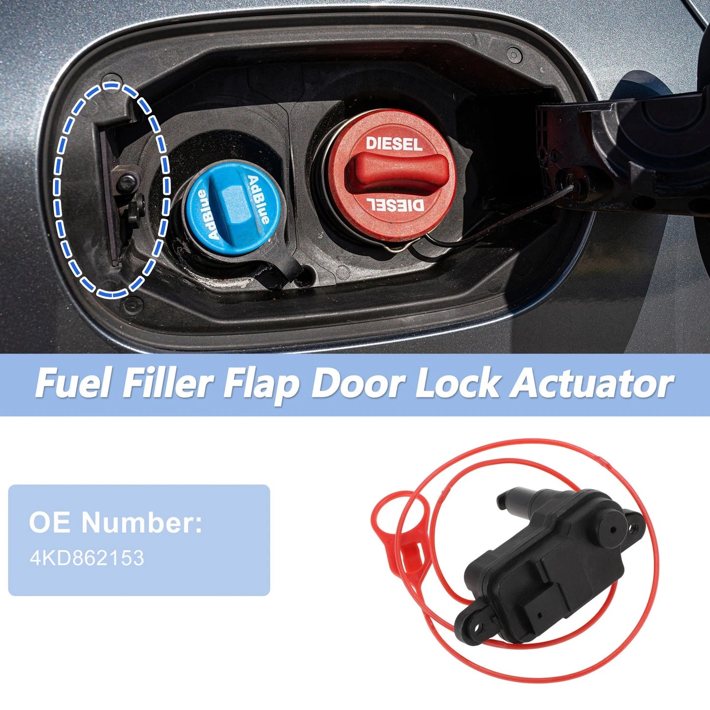Set of 2 Fuel Filler Flap Door Latch Lock Actuator Motors for Audi A6 (2019–2023)