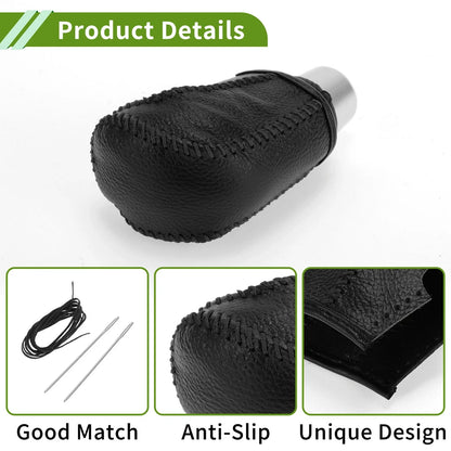 Gear Shift Knob Cover for Honda Civic 2016-2021 Pebbled Black Faux Leather