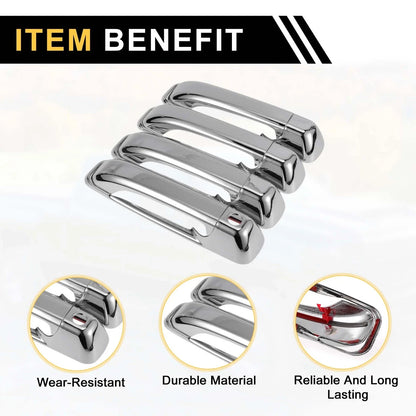 Car Door Handle Protector Set for Dodge Ram 1500 (2009-2018) Silver Tone