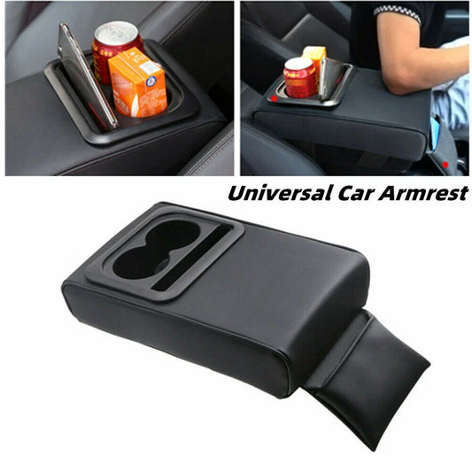 PU Leather Armrest Center Console Box for Car - Black (AU)