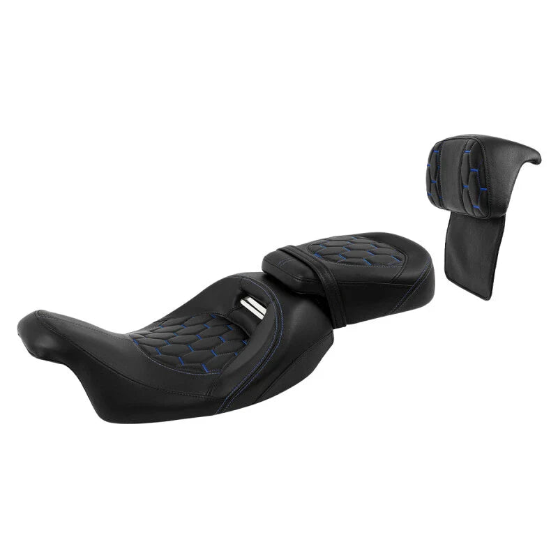 Driver Passenger Seat Backrest for Harley Street Glide (2014-2023) Blue Stitch