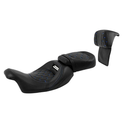 Driver Passenger Seat Backrest for Harley Street Glide (2014-2023) Blue Stitch