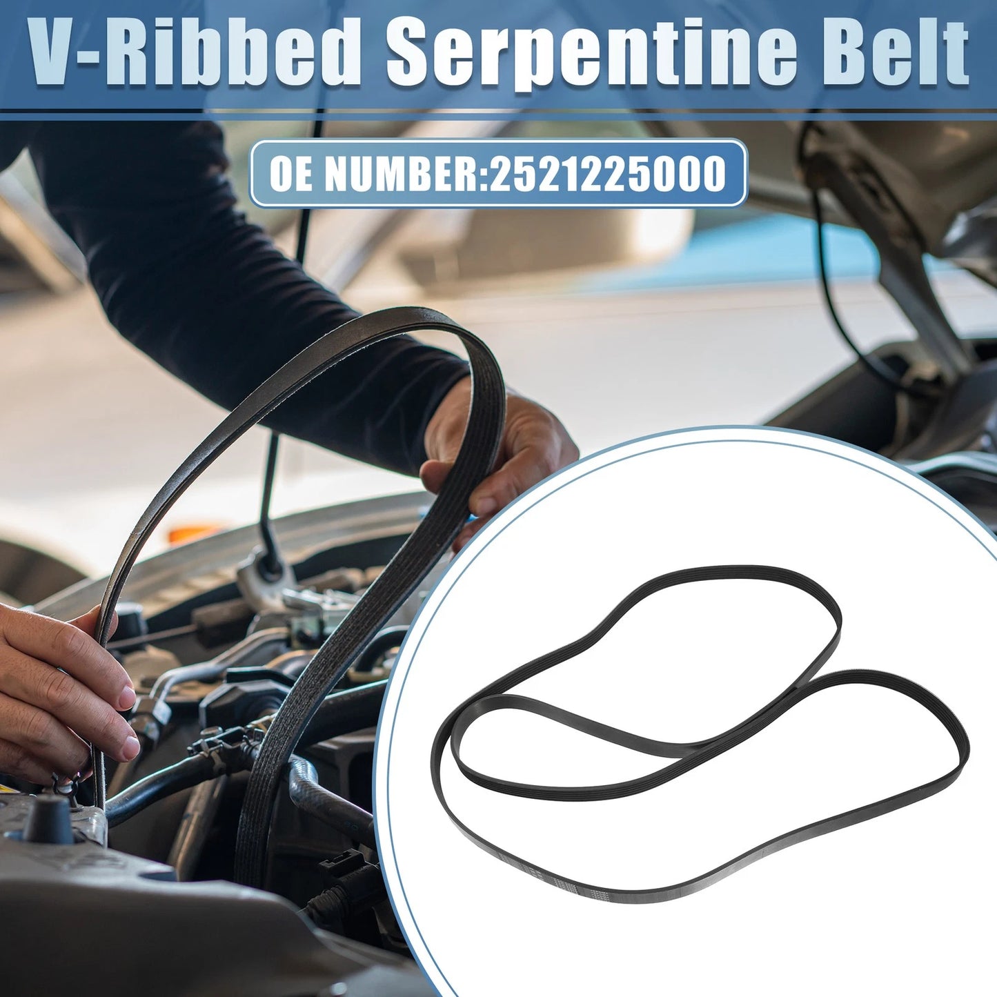 V-Ribbed Serpentine Drive Belt for Ford Mustang (2006–2010) No. 2521225000