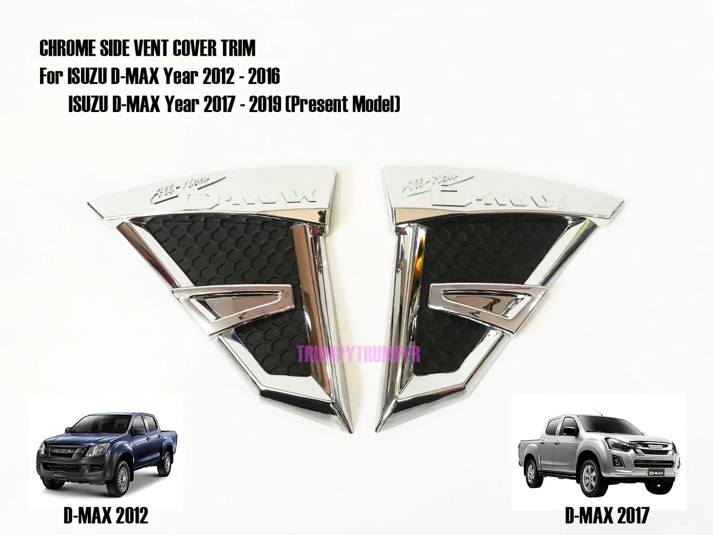 Chrome Side Vent Indicator Door Cover Trim for Isuzu D-Max 2012-2019