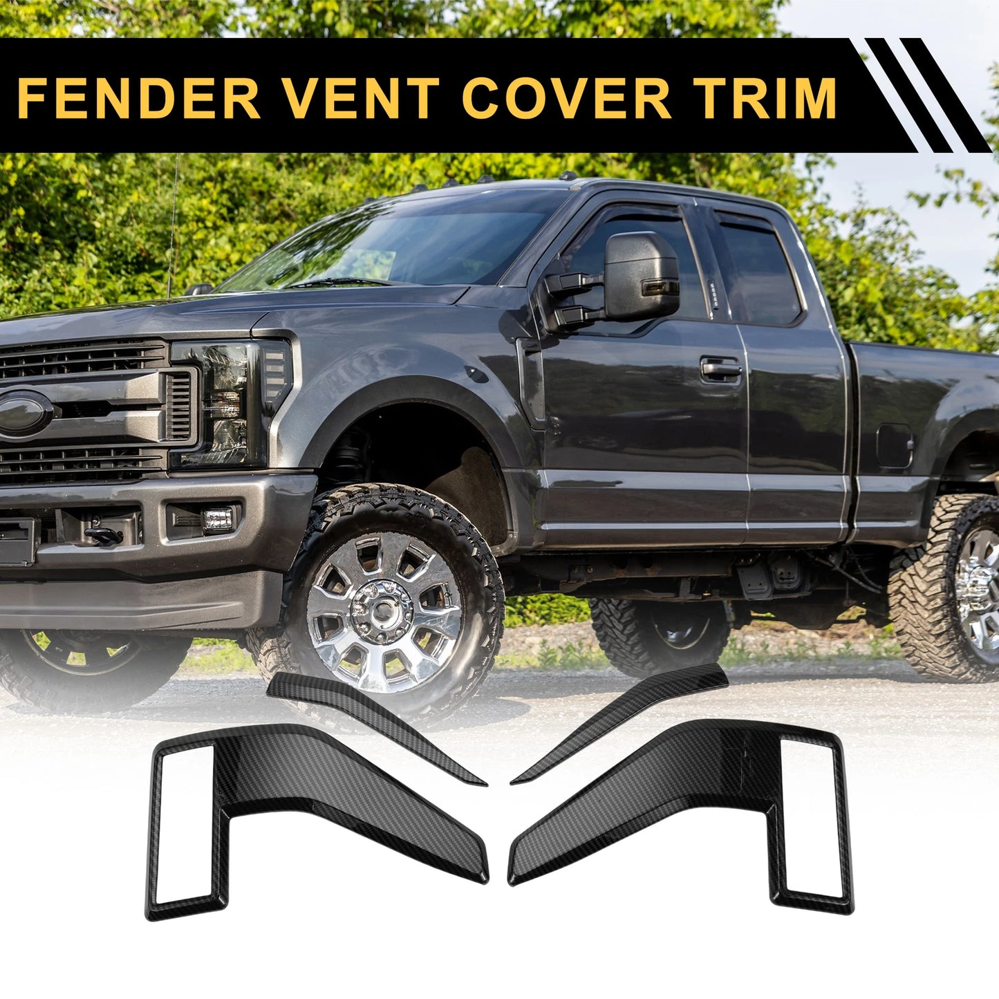 Fender Vent Cover Trim for Ford F-150 (2021–2024) Carbon Fiber Pattern Black