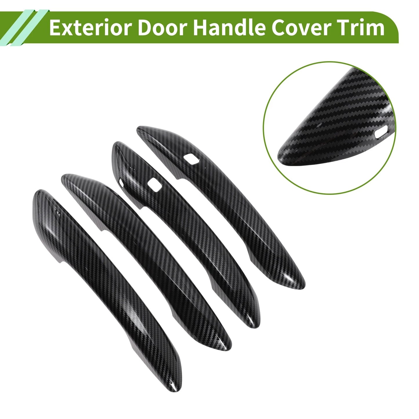 Exterior Door Handle Cover Trim for Hyundai Elantra (2021–2024) Carbon Fiber Black