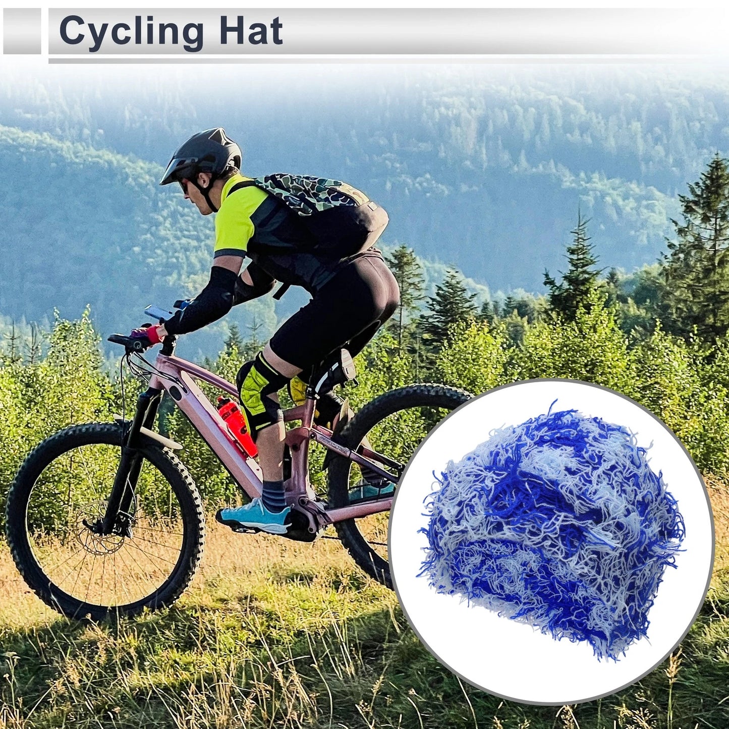 Cycling Hat for Universal Fit (25x22cm) - Blue Acrylic Fabric (1 Pc)