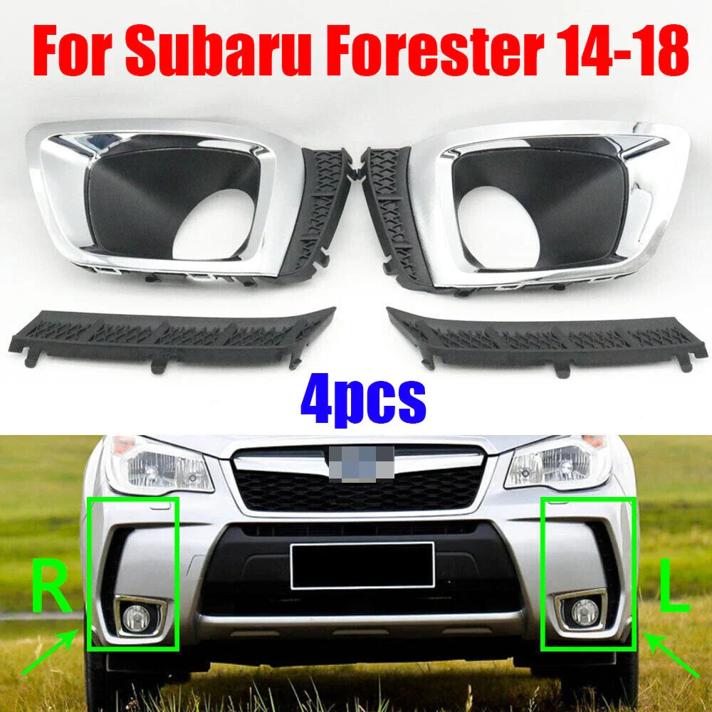4x Foglight Garnish Bumper Lamp Cap Grille Trim for Subaru Forester (2014–2018)