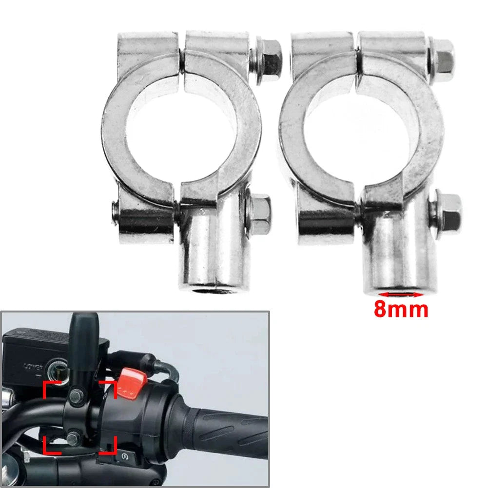 22MM 8mm Handlebar Mirrors Mount Holder Clamp for Motorcycle Chrome