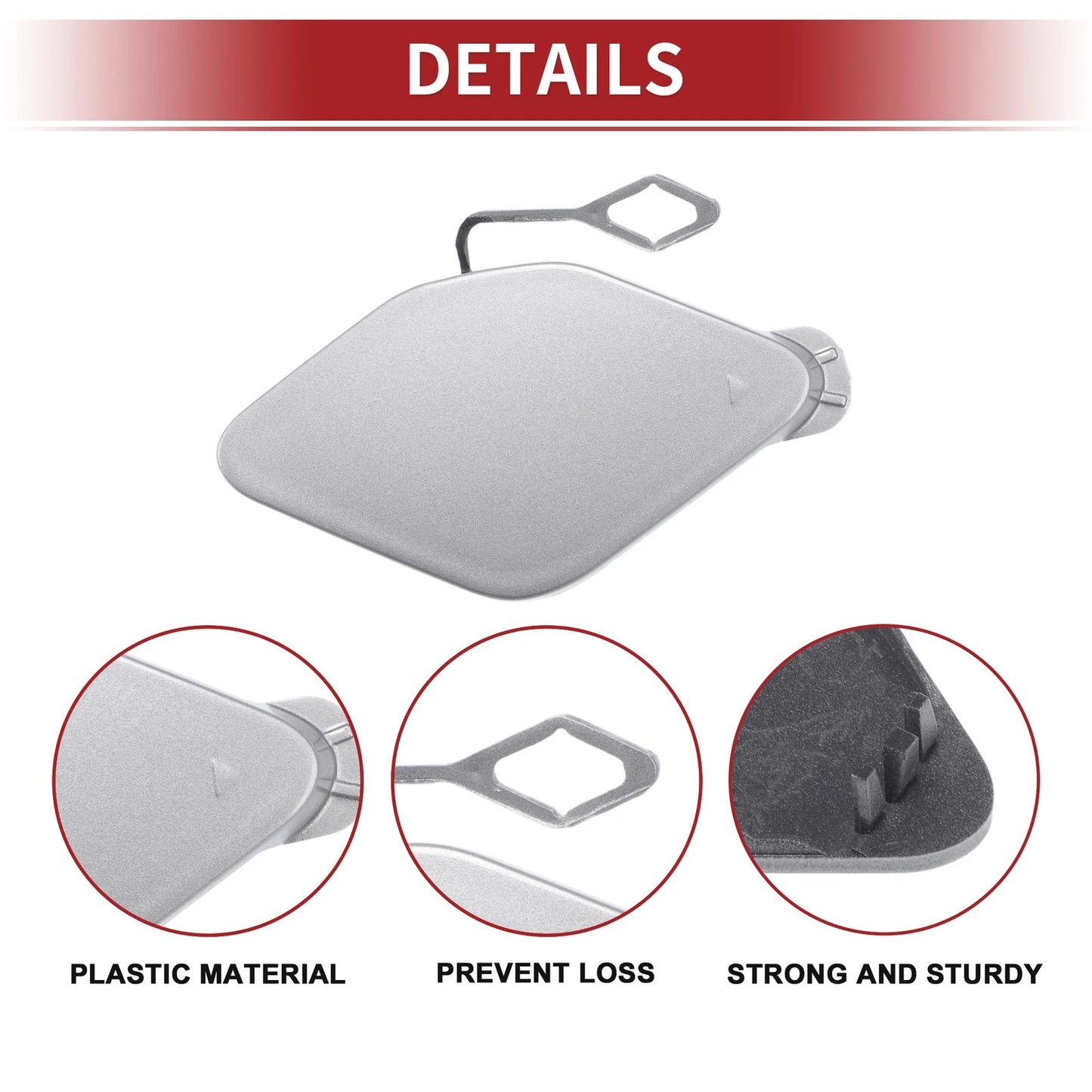 Tow Hook Cover for BMW 320i (2016–2018) No. 51117396837 Silver Tone