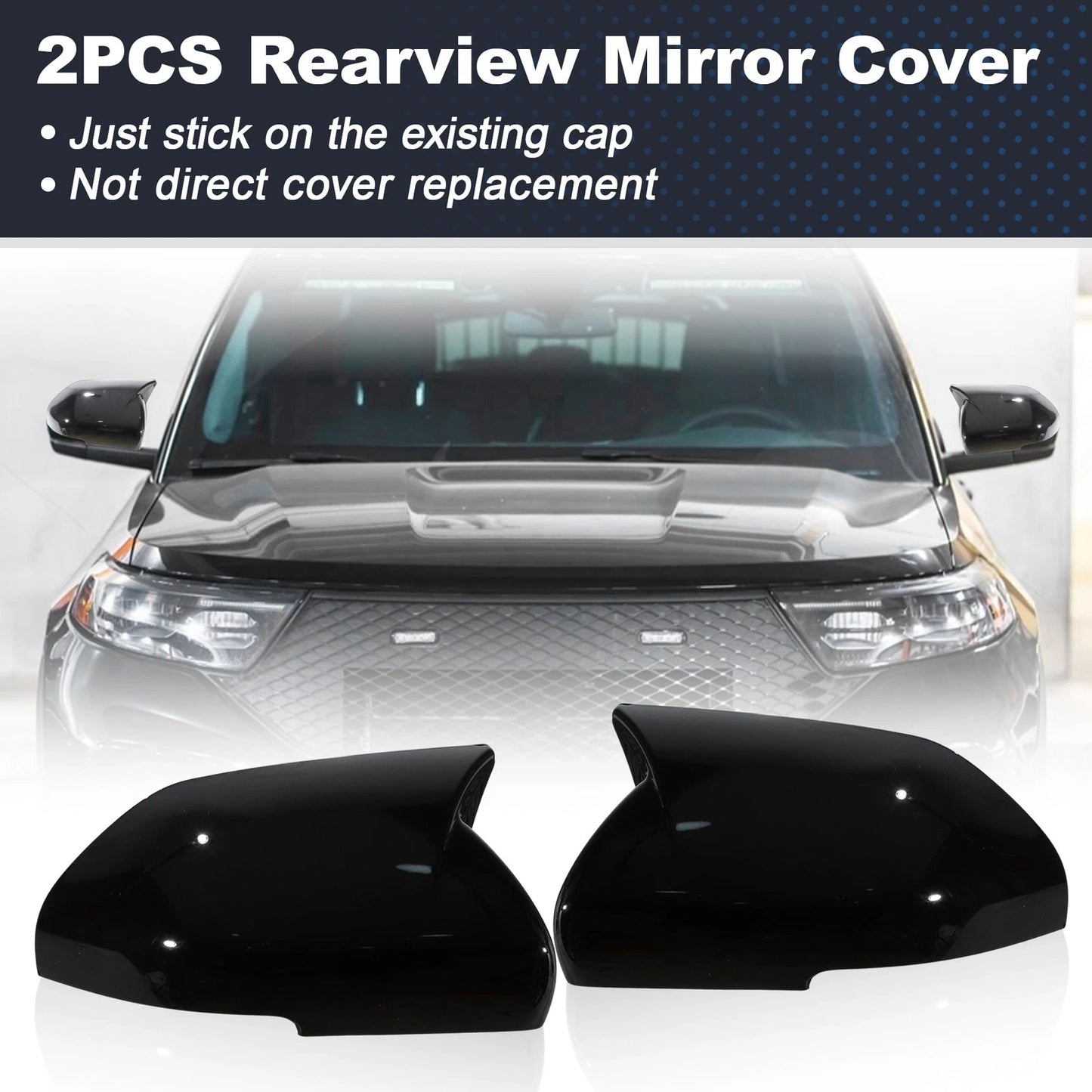 2X Ox Horn Rear View Mirror Cover for Ford Explorer (2020–2024)