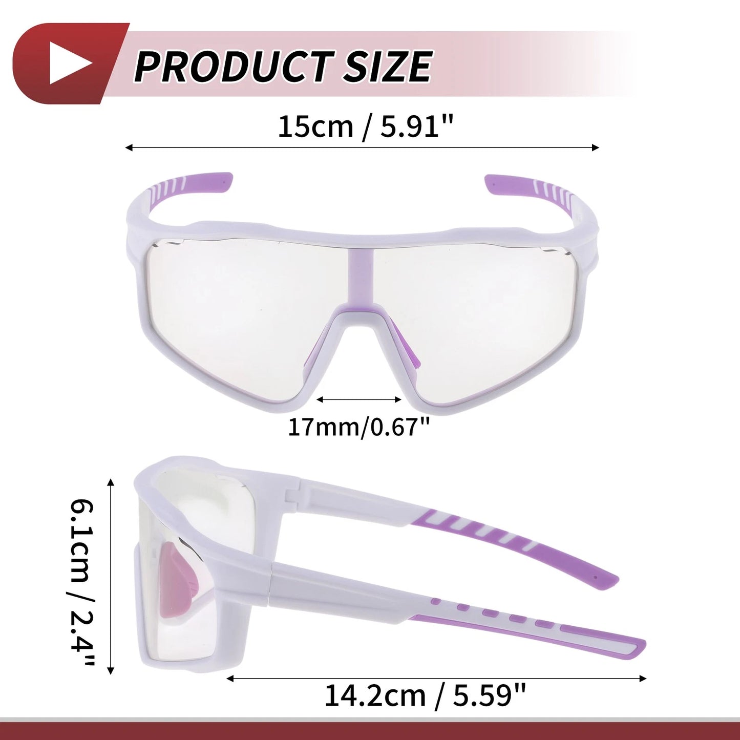Set of 1 Motorcycle Riding Goggles for Various Models (Light Purple Lens)