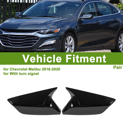 1 Pair Mirror Cover Cap for Chevrolet Malibu (2016–2020) Gloss Black
