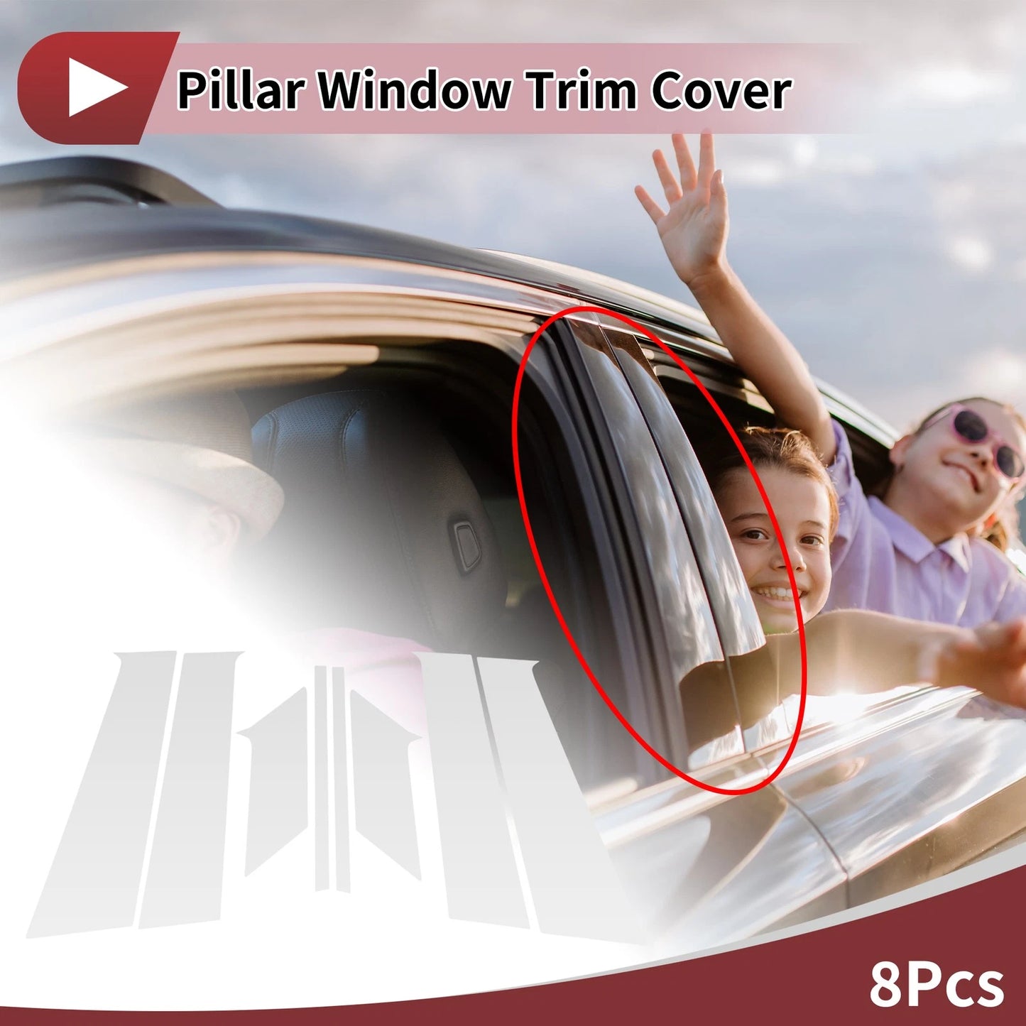 Door Pillar Window Trim for Nissan Kicks (2016–2023) Silver Tone Left Right