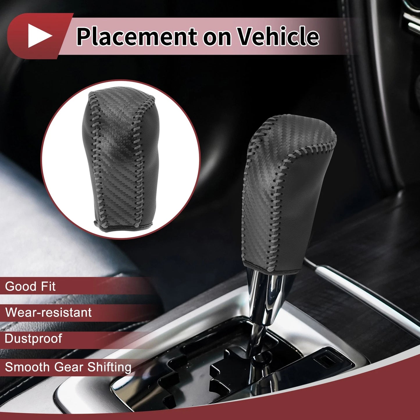 1Pc Gear Shift Knob Cover for Toyota Corolla (2014–2018) Gray Faux Leather
