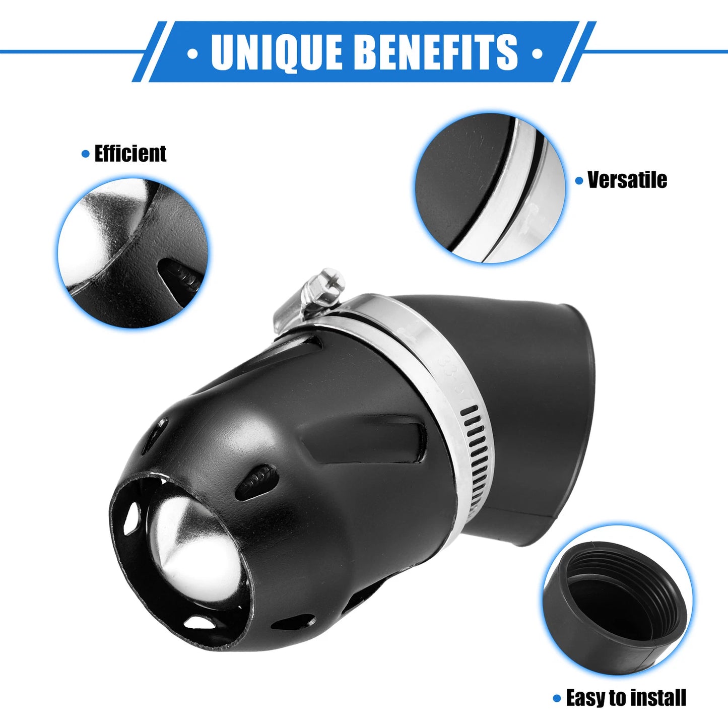 Universal Motorcycle Air Filter 26/35/42/48mm ID Aluminum Alloy Black