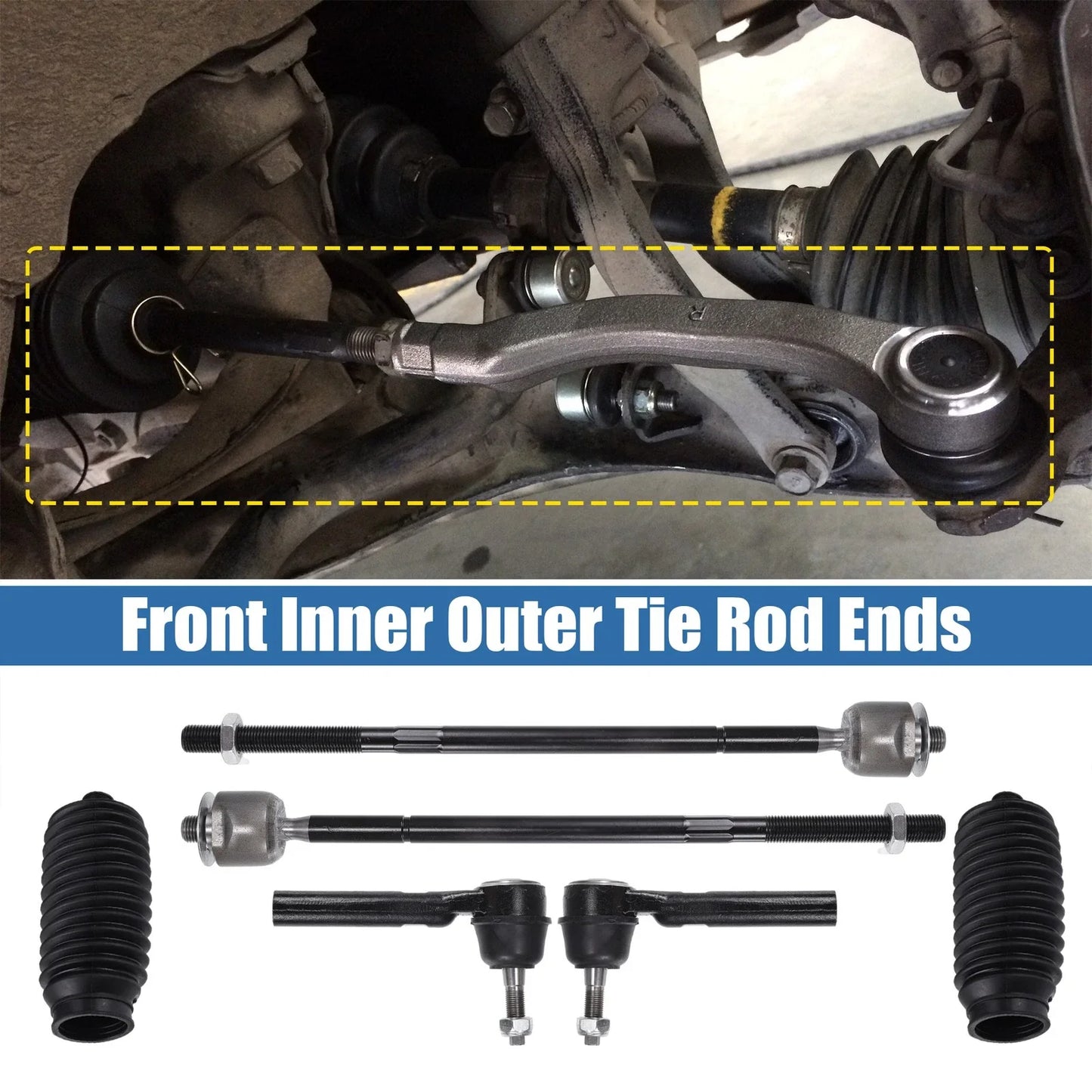 6pcs Front Inner Outer Tie Rod Ends for Dodge Grand Caravan (2008-2020)