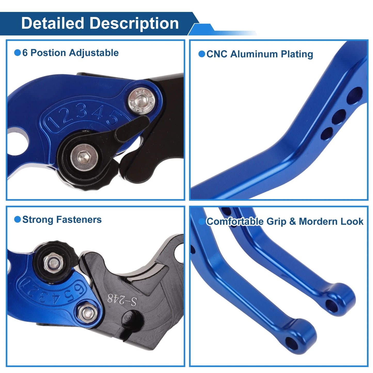 Adjustable Short Brake Clutch Levers Set for Suzuki GSXR750 (2004–2005) Blue