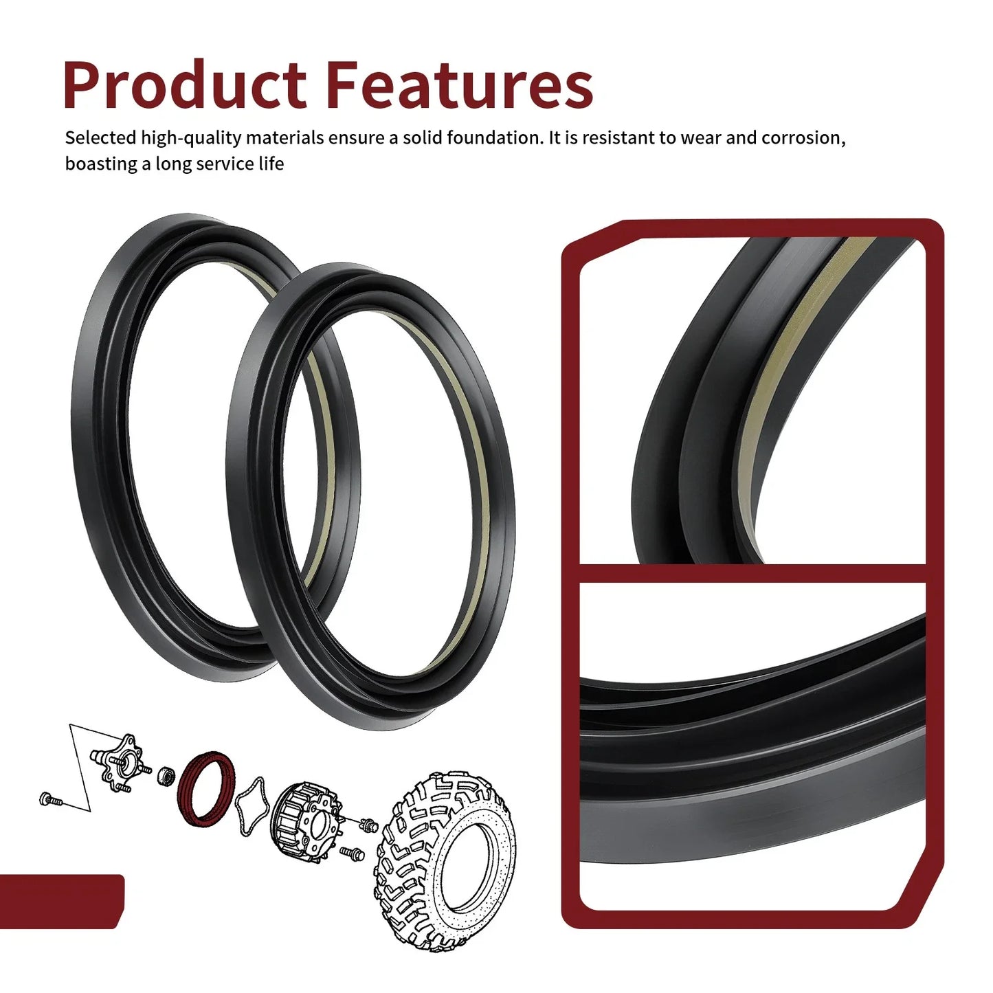 2 x Front Brake Drum Dust Seal for Honda Rubicon 500 Rancher 350 400(2003–2013)