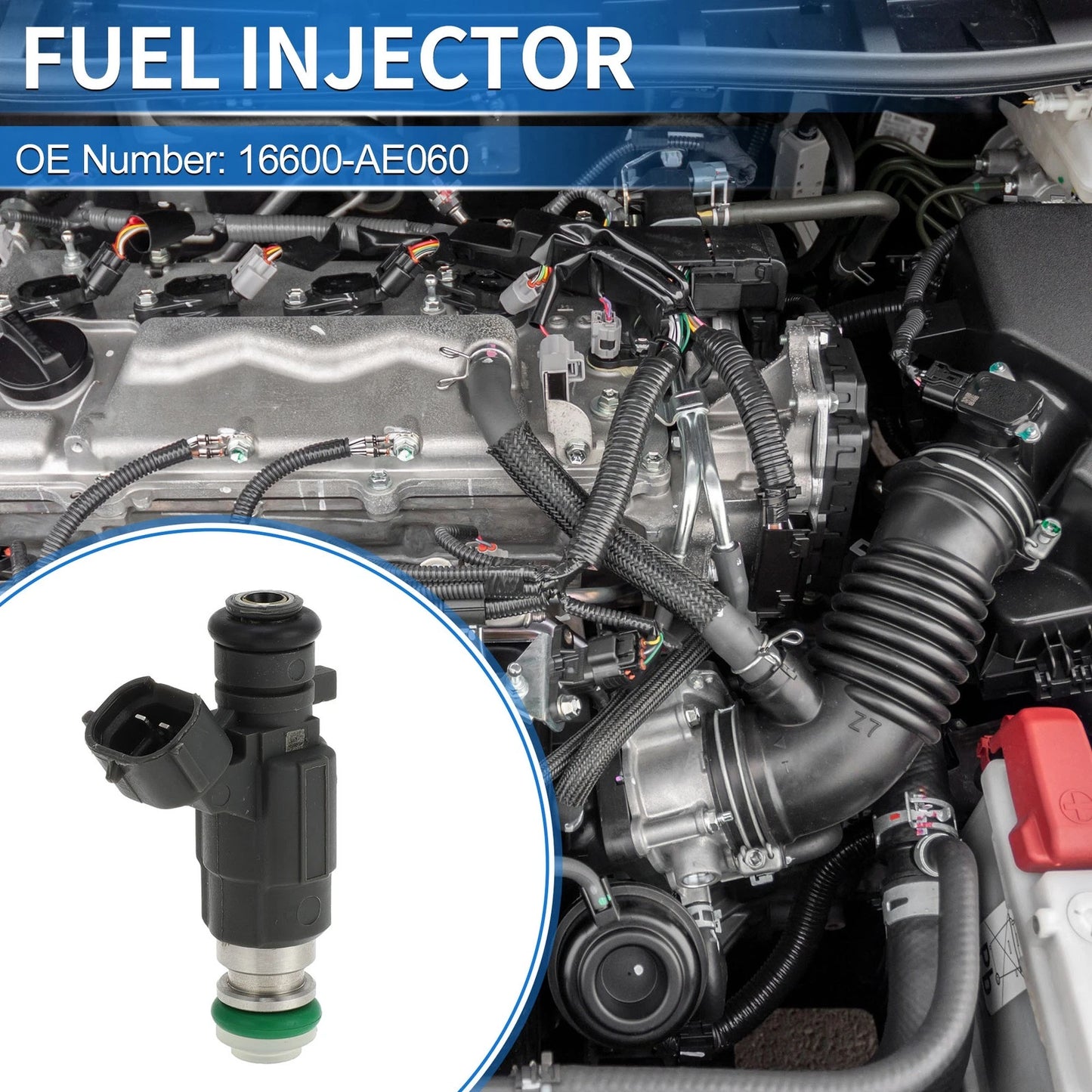 Fuel Injector No. 16600-AE060 for Nissan Altima SE (2002–2004) 1 Pc Deep Gray