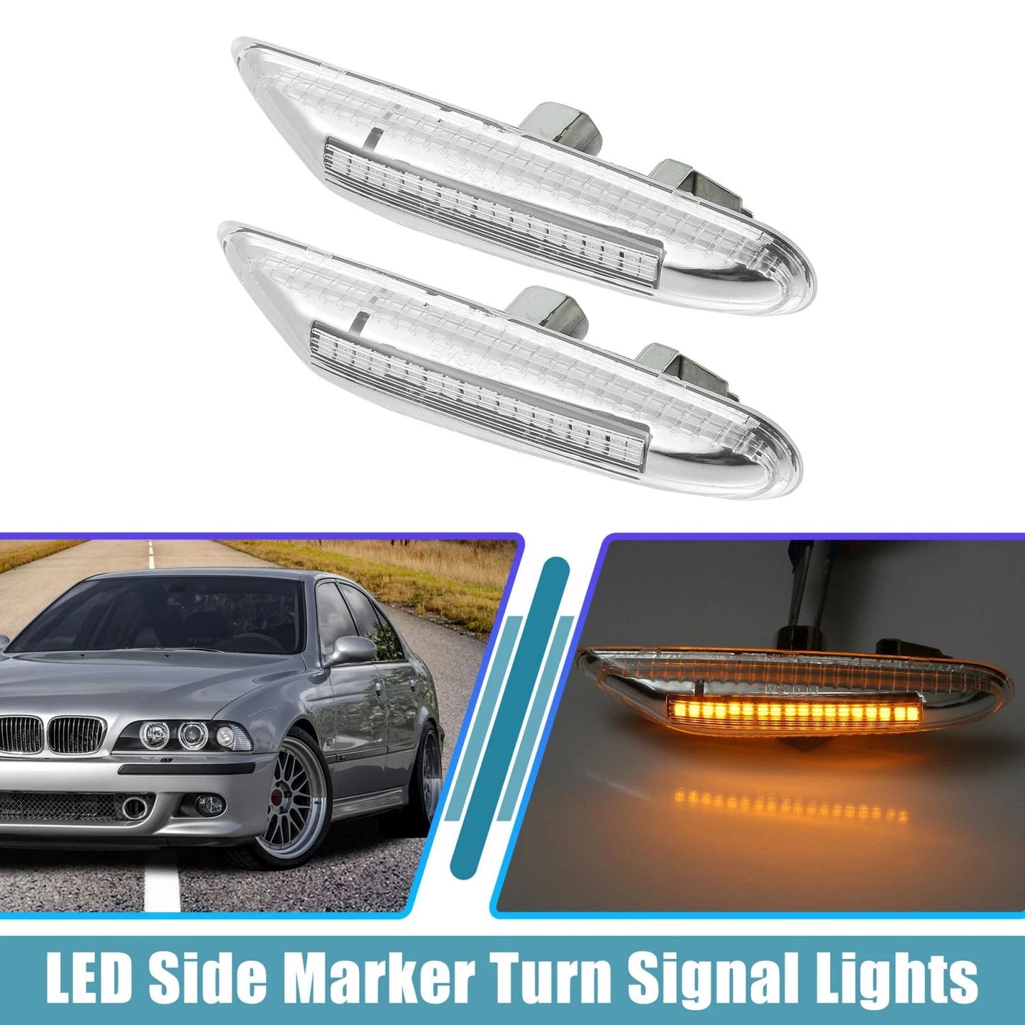 2X LED Side Marker Turn Signal Lights Yellow for BMW E46 E60