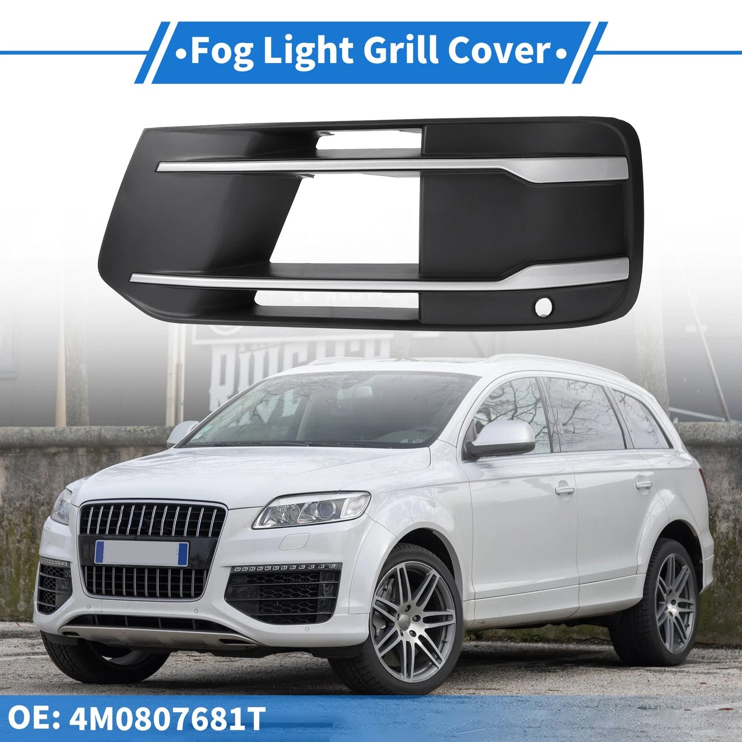 Fog Light Grill for Audi Q7 (2017–2020) No. 4M0807681T Black Silver Tone