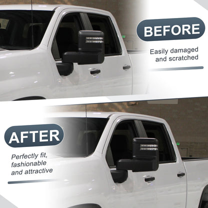 Set of 2 Rearview Mirror Cover Caps Gloss Black for Chevrolet Silverado, GMC