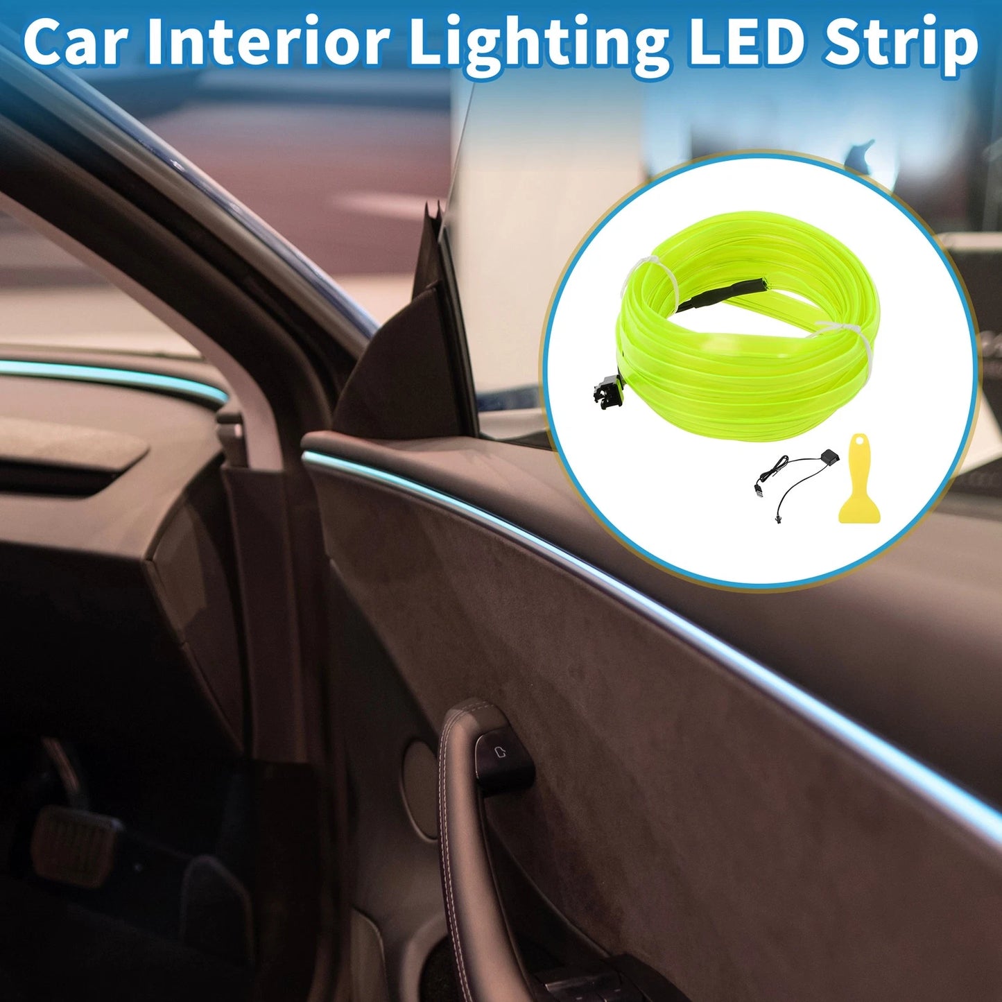 LED Strip Neon Wire for Car Decoration (5m, USB 5V)