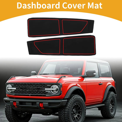 Dashboard Cover for Ford Bronco (2021–2024) Black Red Set of 1
