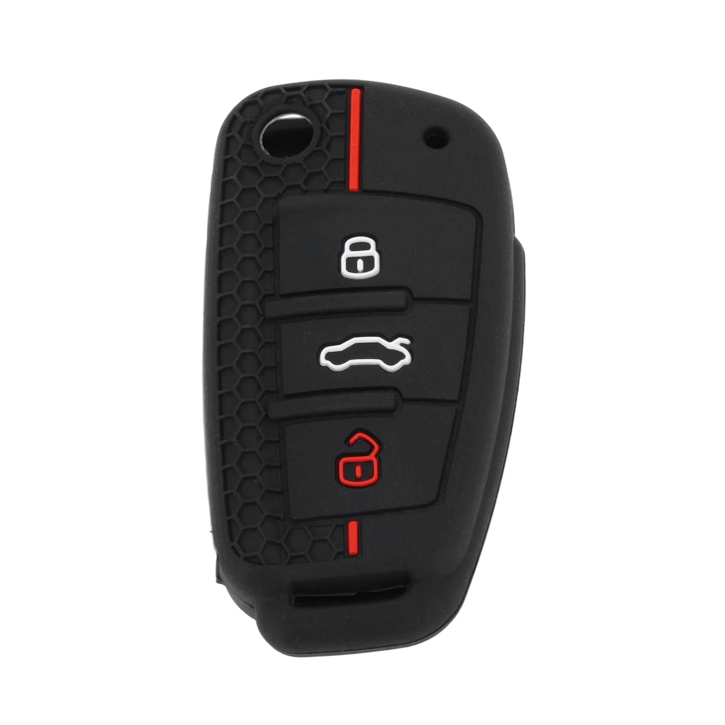 Silicone Car Key Case for Audi A1 A3 A4 (3 Buttons) - Black Red