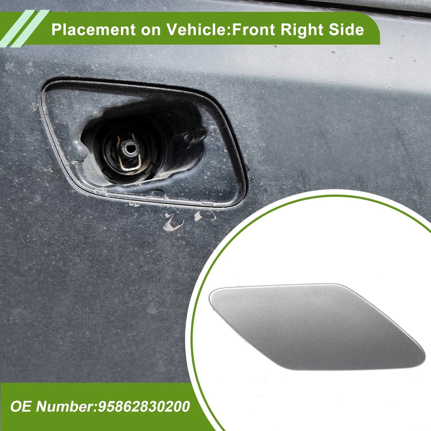 Washer Nozzle Cover for Porsche Cayenne (2003-2010) - Silver Tone