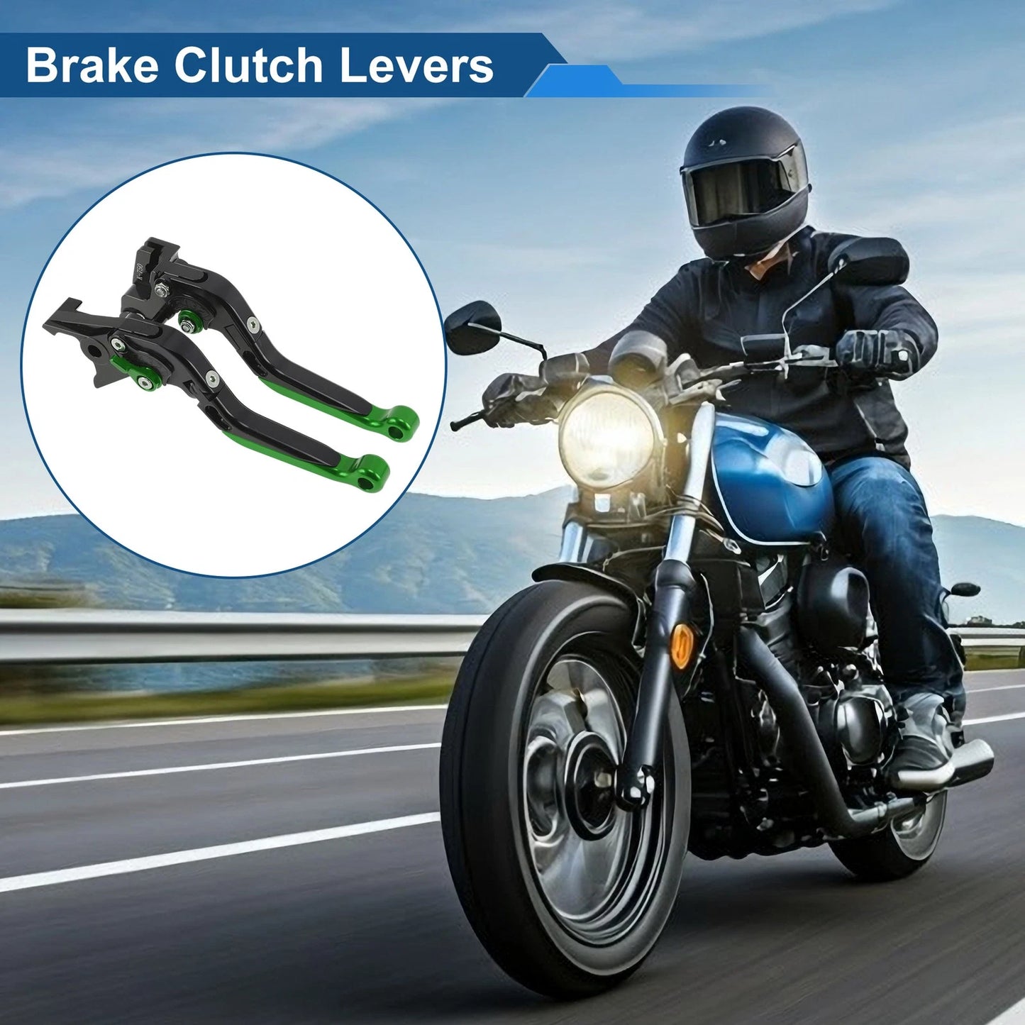 Adjustable Brake Clutch Levers for Kawasaki Z650RS (2022) Black Green