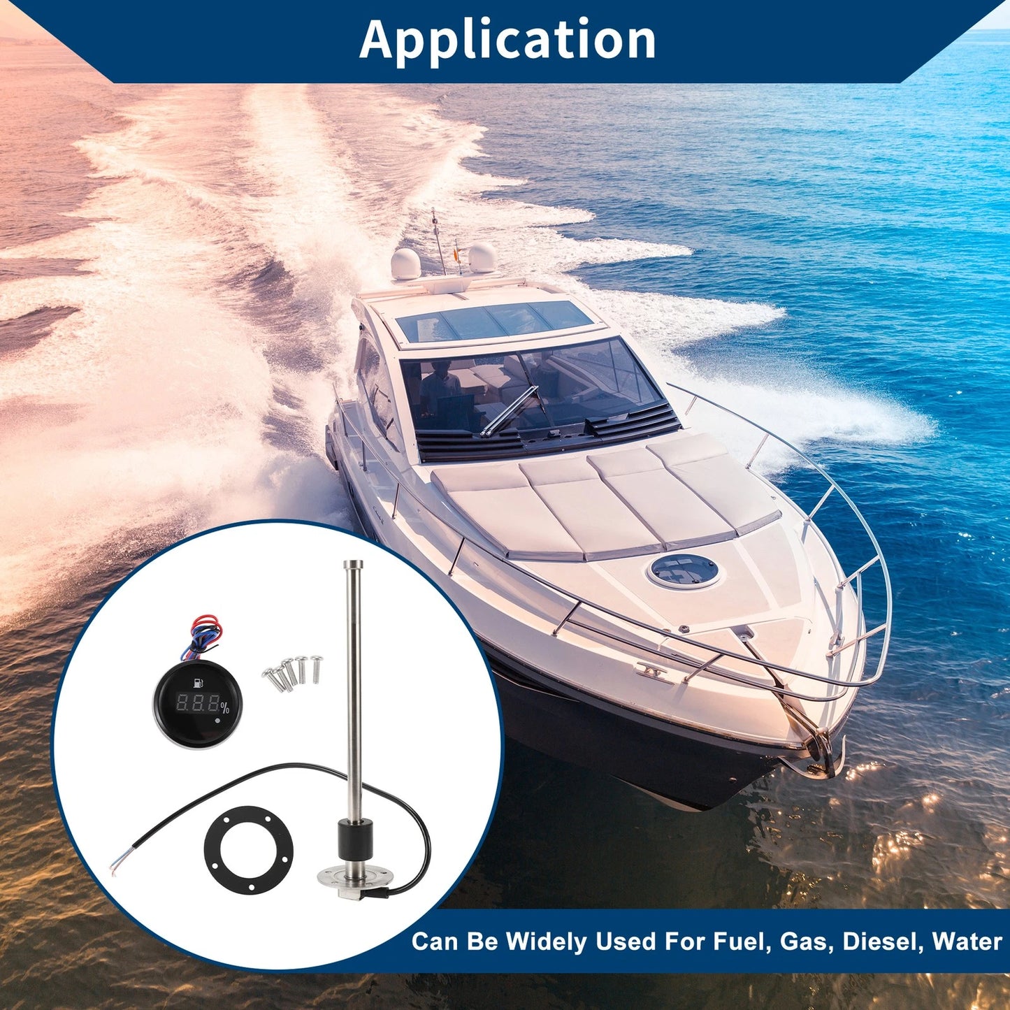 Fuel Sending Unit and Gauge Kit 0-190 Ohm 280mm for Boat Car