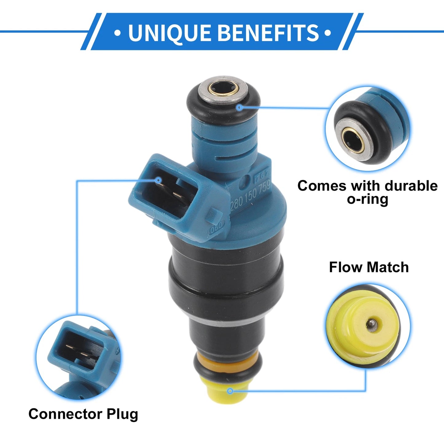 1 Pc Fuel Injector No.0280150759 for Ford E-250 E-350 (1989–1991)