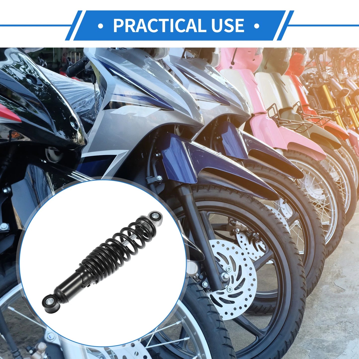1 Pair Rear Suspension Shock 290mm for Universal Motorcycle Black