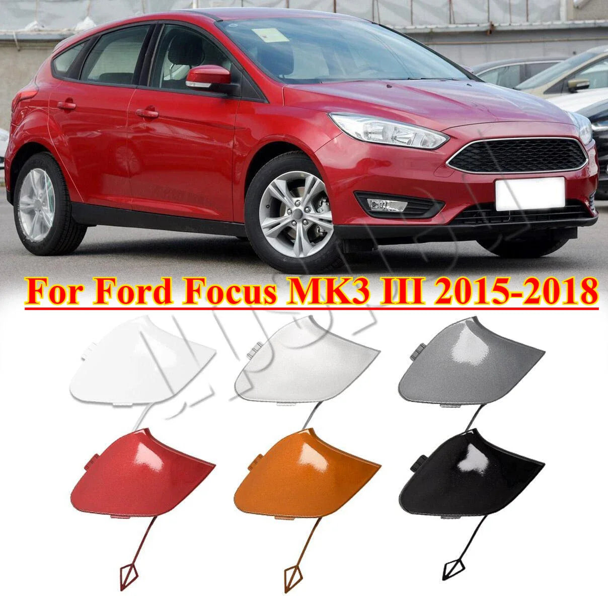 Front Bumper Tow Hook Eye Cover Cap for Ford Focus (2015–2018)