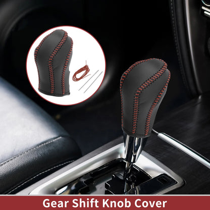1 Pc Gear Shift Knob Cover for Nissan Maxima (2016–2023) Black Brown Faux Leather