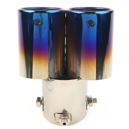 Universal Dual Bent Steel Rear Exhaust Pipe Tail Muffler Tip for Car