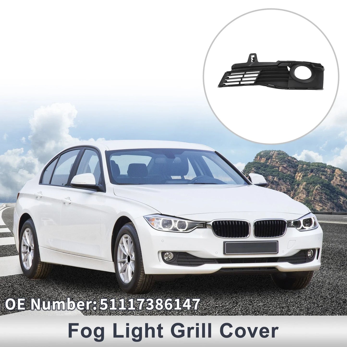1 Pc Front Left Fog Light Grill for BMW 3 Series (2015-2019)