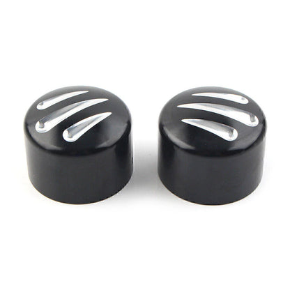 Black  Front Cut Axle Nut Cap Covers for Harley Softail Touring