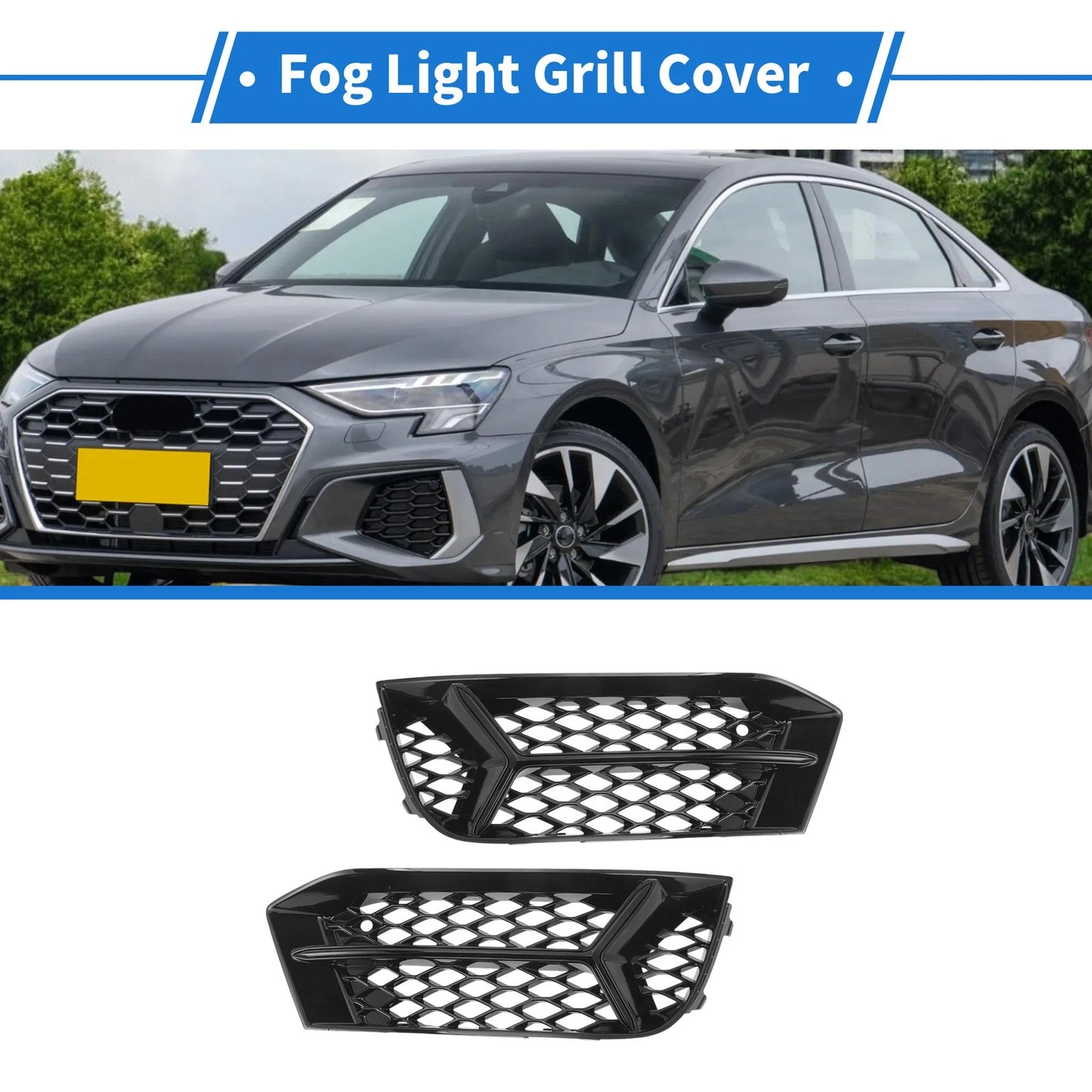 1 Pair Fog Light Grills for Audi A3 (2017–2020) No. 8V5807681AA
